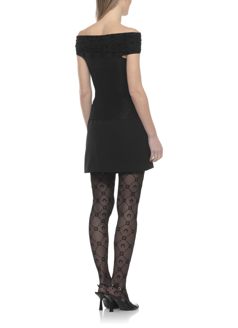 Marine Serre Black Moon Curled Detail Viscose Top