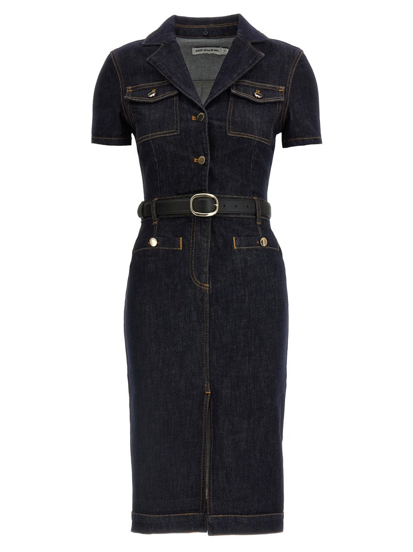 Self-Portrait 'Indigo Denim Midi' Dress