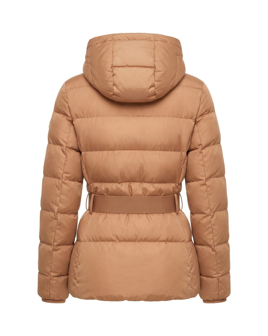 Elisabetta Franchi Fallow Belted Grosgrain Trim Down Jacket