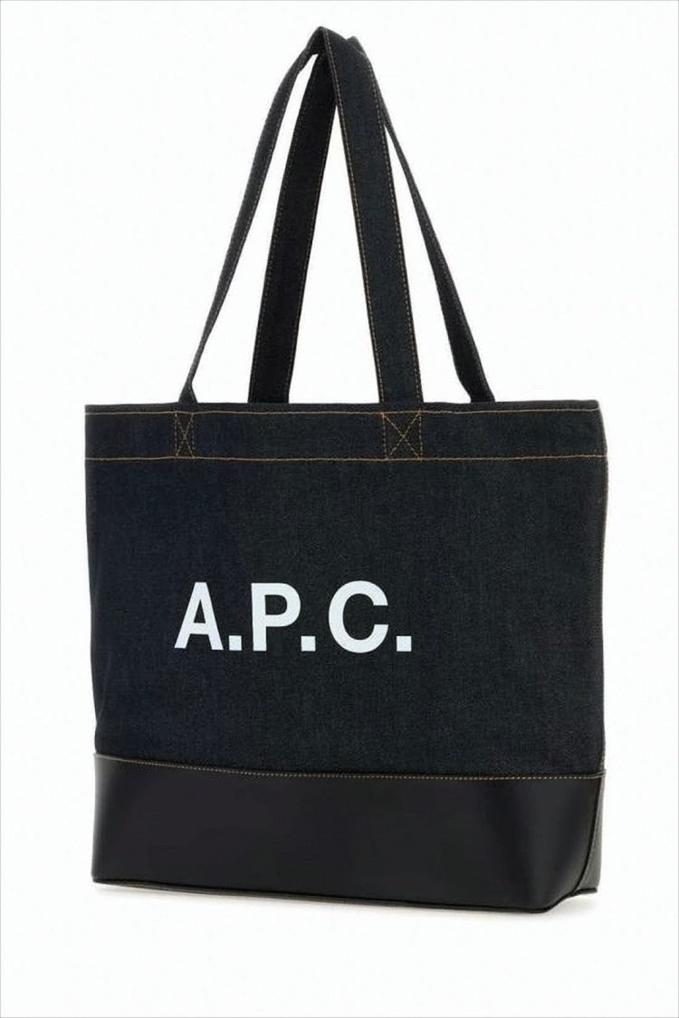 A.P.C. Structured Denim Tote Bag With Contrasting Leather