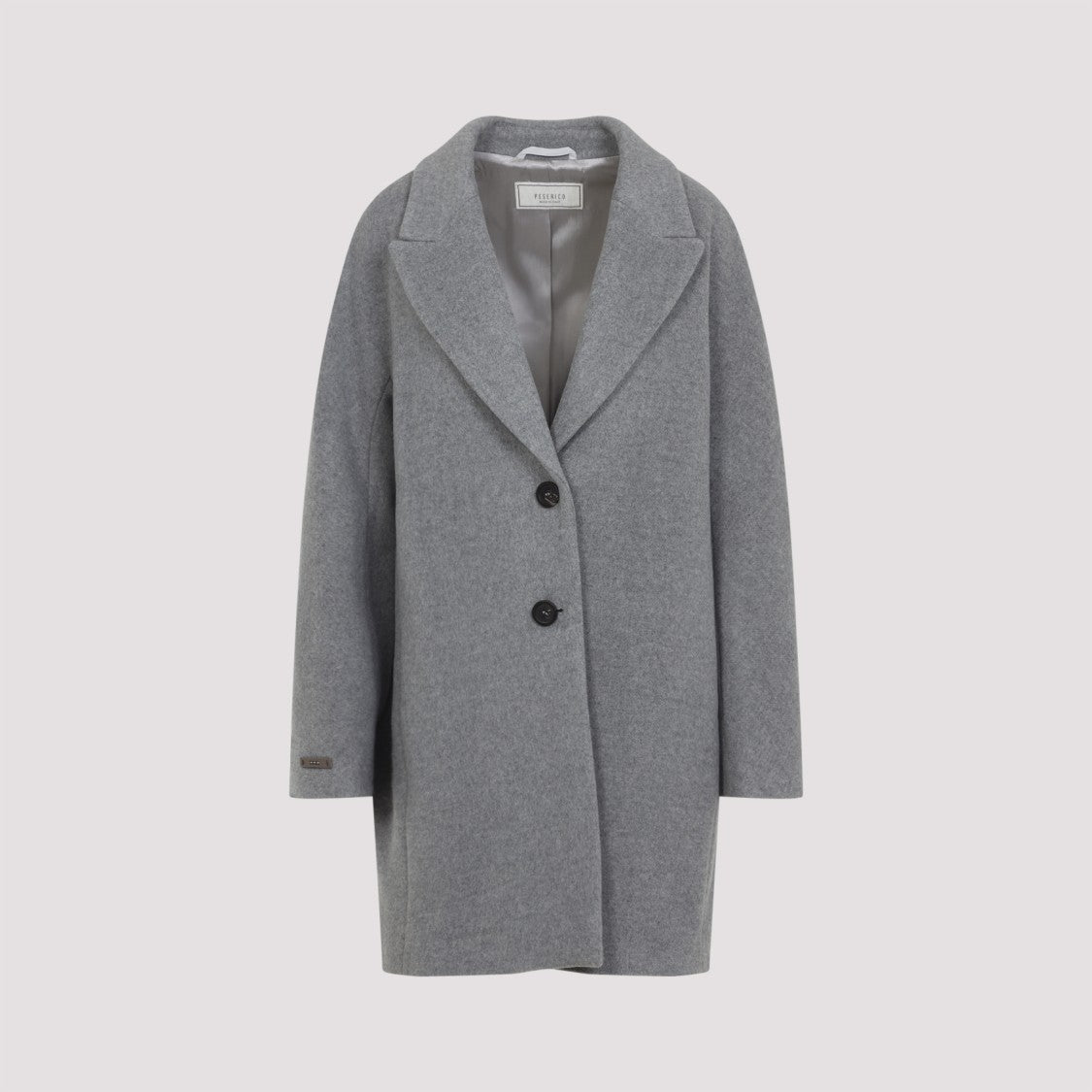 Peserico Mid-Length Grey Coat With Notched Lapel