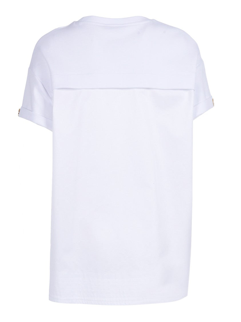 Elisabetta Franchi Short Sleeve Embossed Gold Top