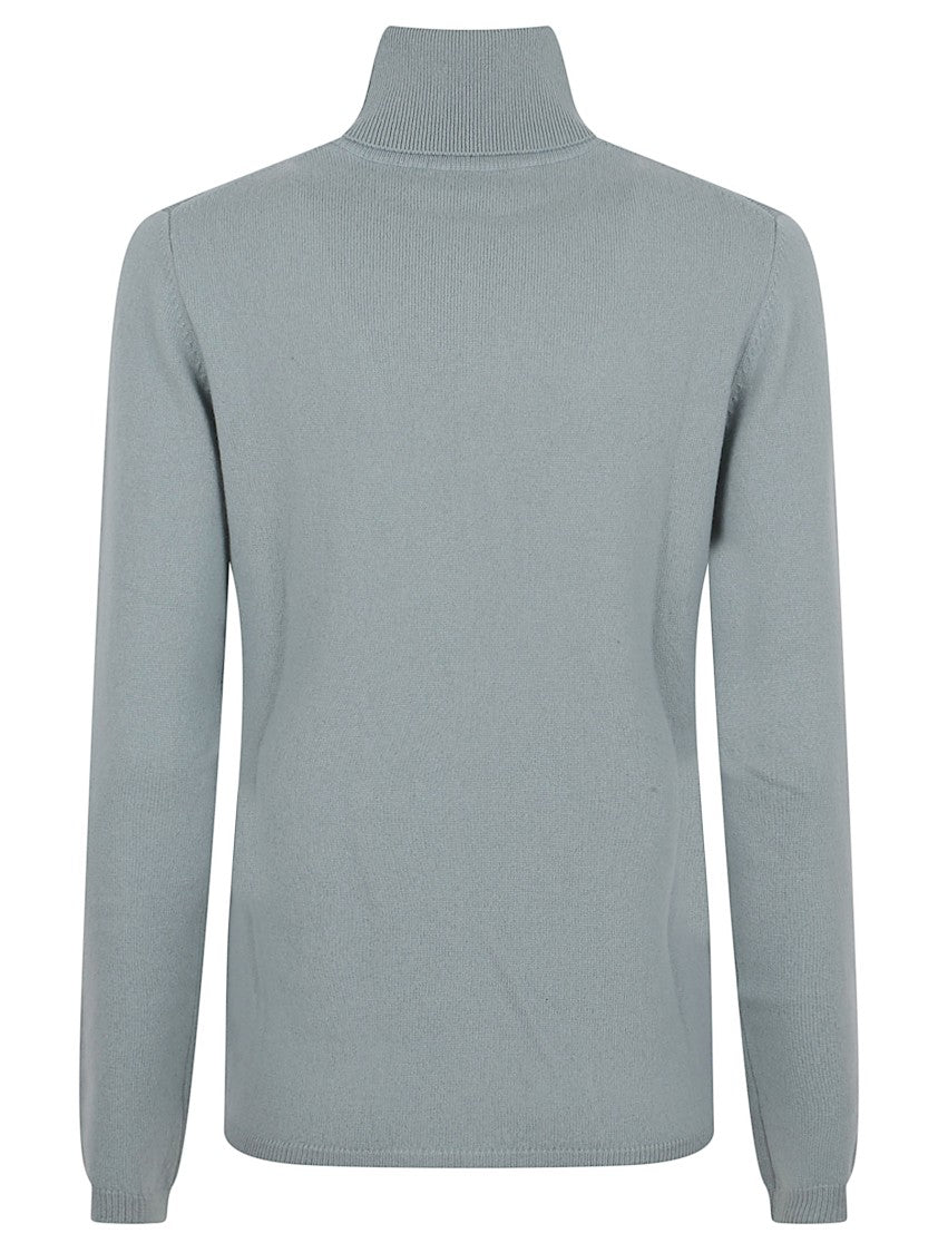 Allude Thin Cashmere Turtleneck Sweater With Ribbed Detailing