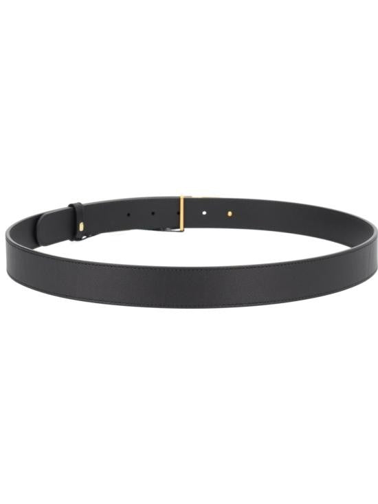 Valentino Garavani Refined Black Calf Leather Belt With Polished Gold-Tone Buckle