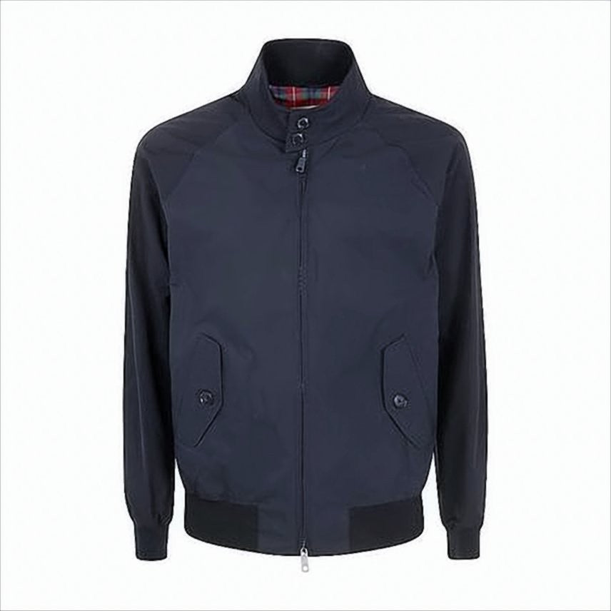 Baracuta Classic Blue Bomber Jacket With Zip Closure