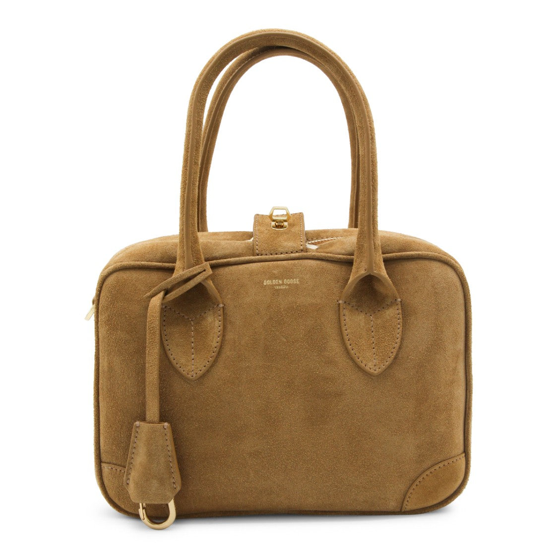 Golden Goose Camel Suede Structured Handbag