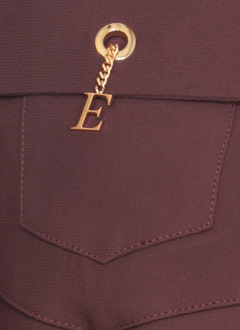 Elisabetta Franchi Bordeaux Viscose Shirt With Classic Collar