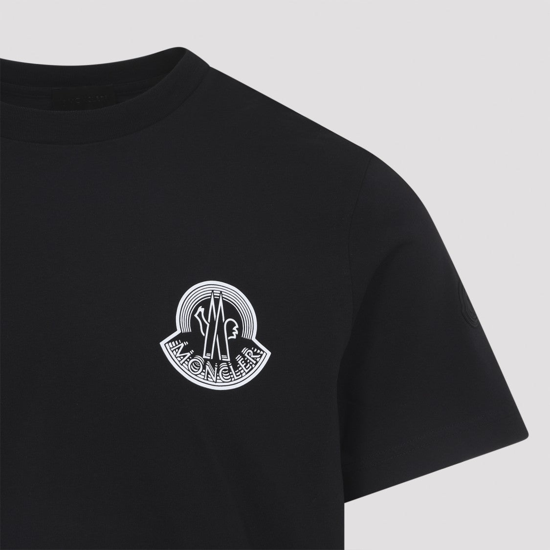 Moncler Classic Black Cotton Jersey T-Shirt With Logo Accents