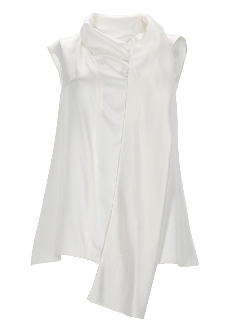 Max Mara Asymmetrical Scarf Silk Satin Top