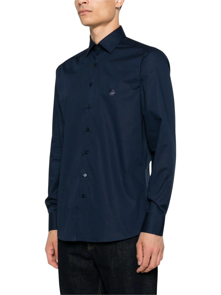 Etro Long-Sleeve Button-Up Shirt With Subtle Embroidered Logo