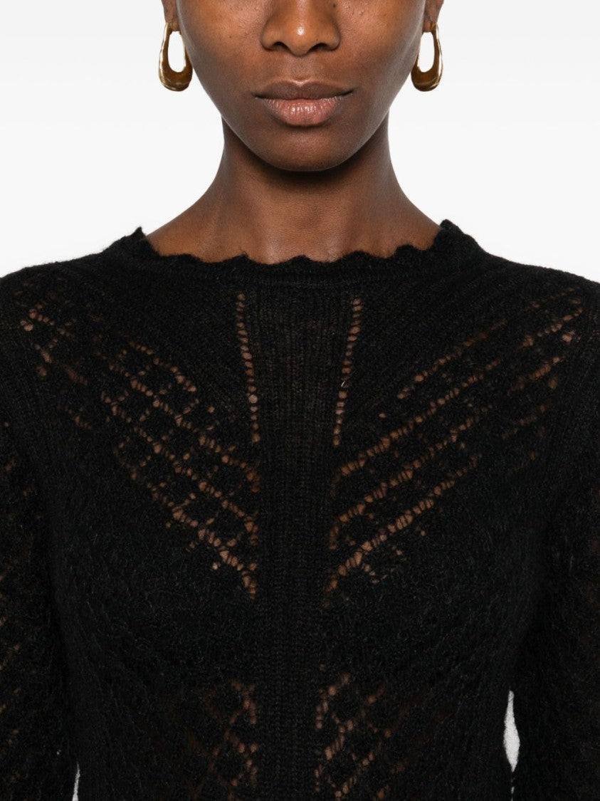 Twin-Set Open-Knit Sweater With Ruffled Edges