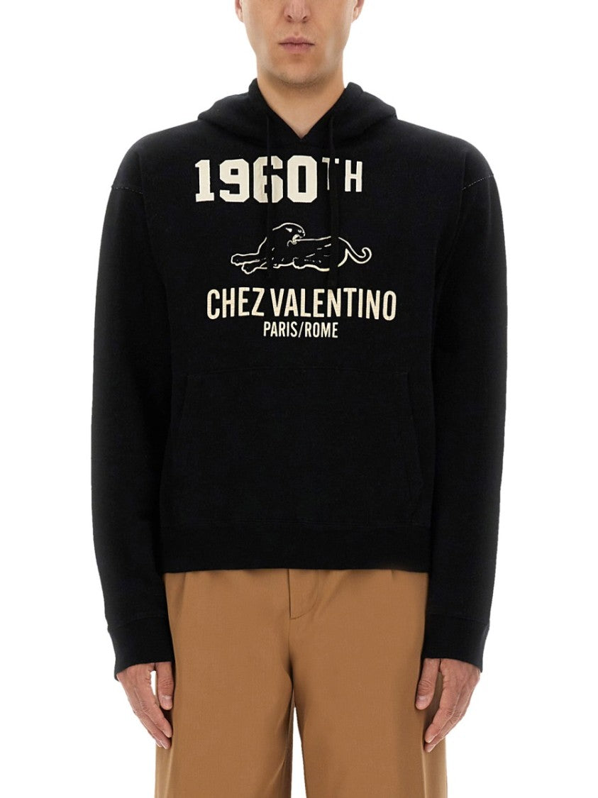 Valentino Classic Black Cotton-Blend Hoodie