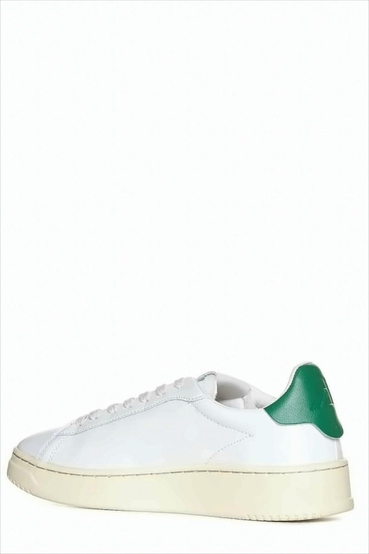 Autry White Leather Low-Top Sneakers With Green Accents