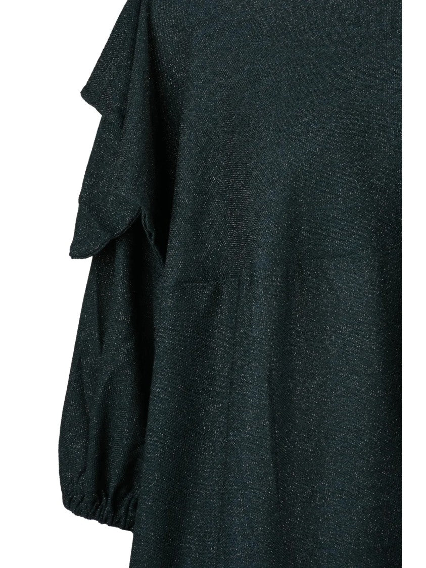 Vivienne Westwood Anglomania Balloon Lamé Midi Dress With Asymmetric Hem And Puffed Sleeves