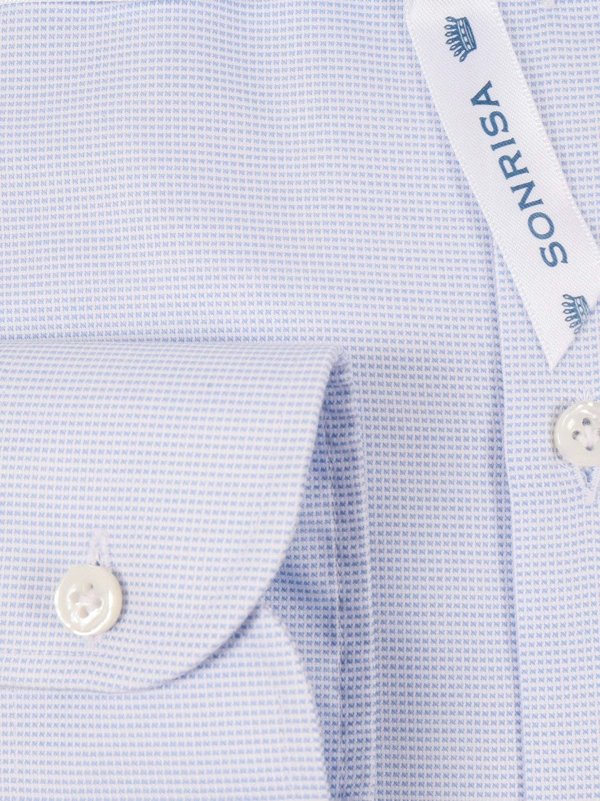 Sonrisa Light Blue Micro Check Casual Shirt
