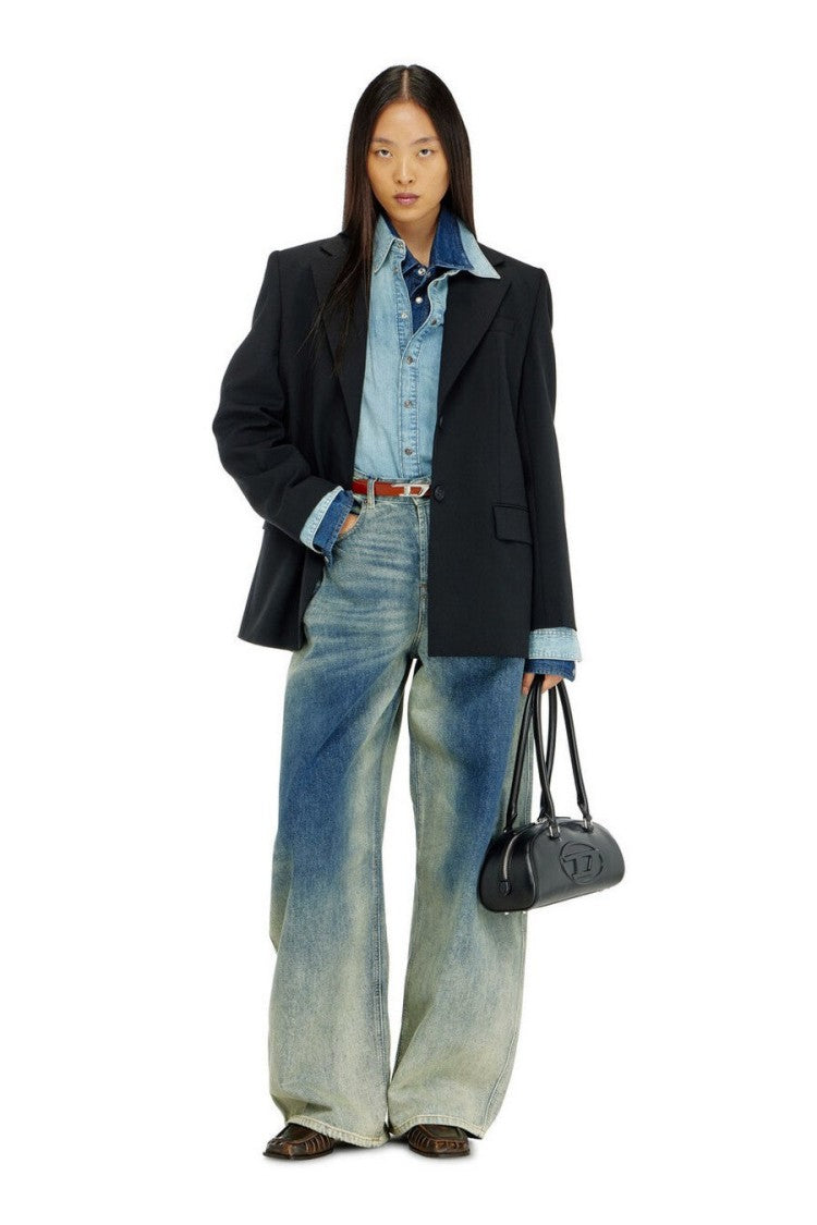 Diesel Blue Cotton-Hemp Blend Wide-Leg Jeans