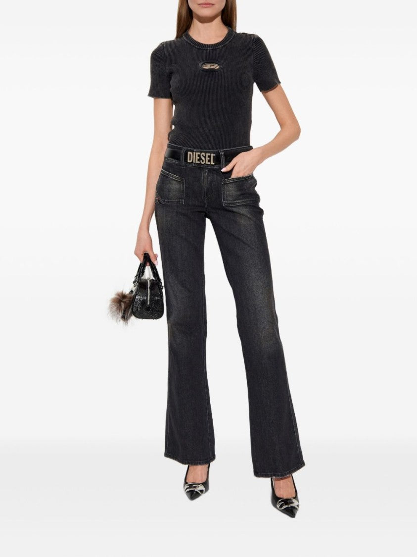 Diesel Black Ribbed Cut-Out Top