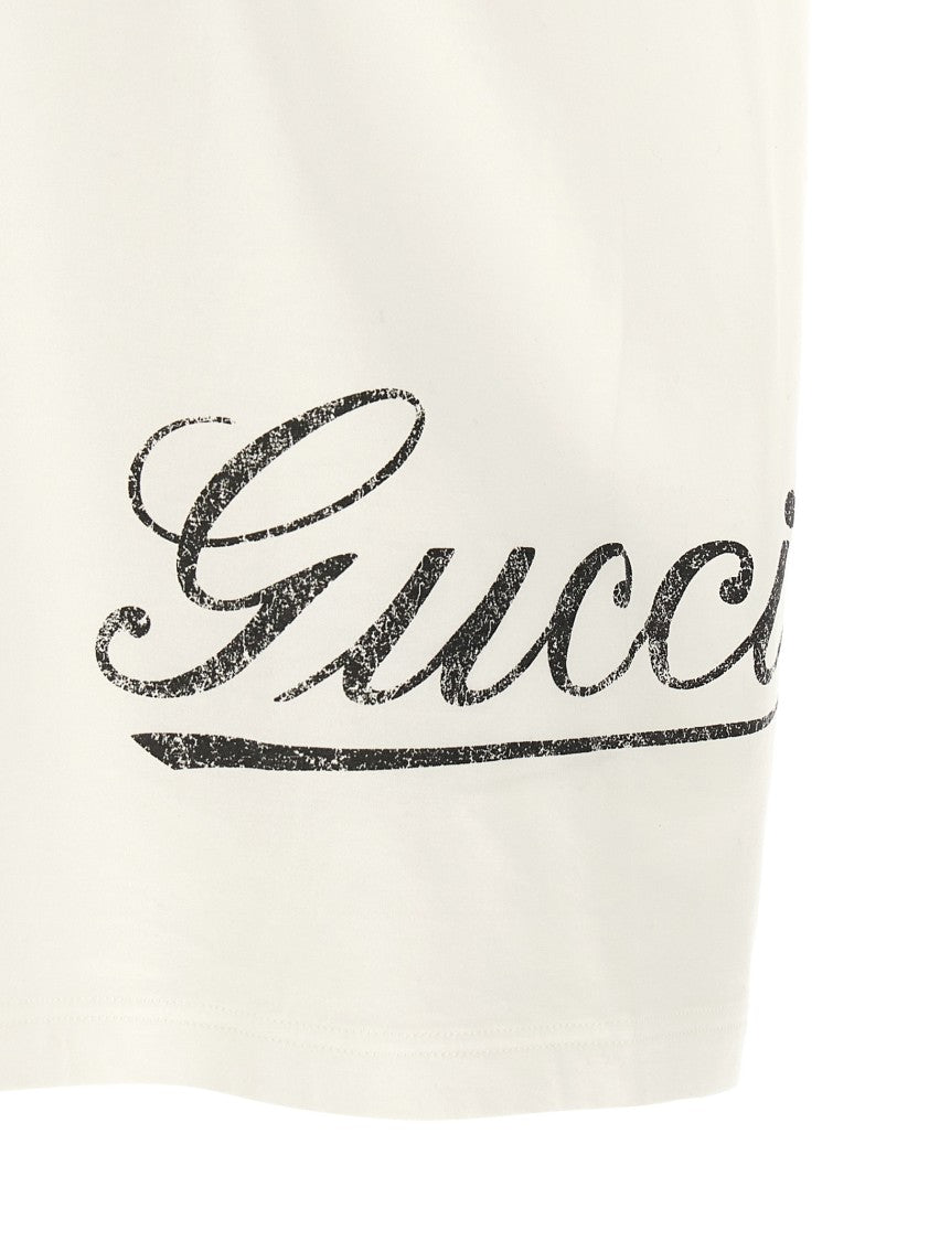 Gucci Light Cotton Jersey T-Shirt With Vintage-Effect Gucci Logo
