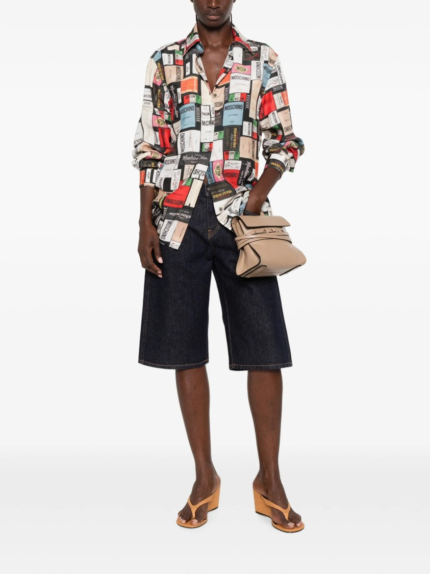Moschino Long-Sleeved Button-Up Shirt With Eclectic Print