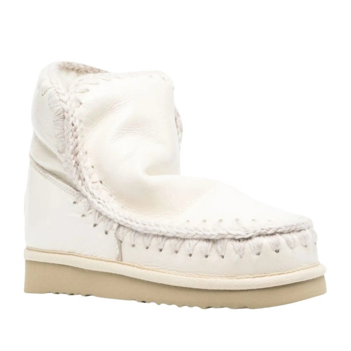 Mou White Eskimo 18 Whipstitch Detail Sheepskin Boots
