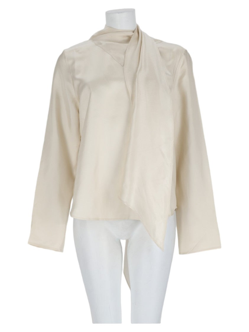 Loulou De Saison Ivory Draped Silk Blouse