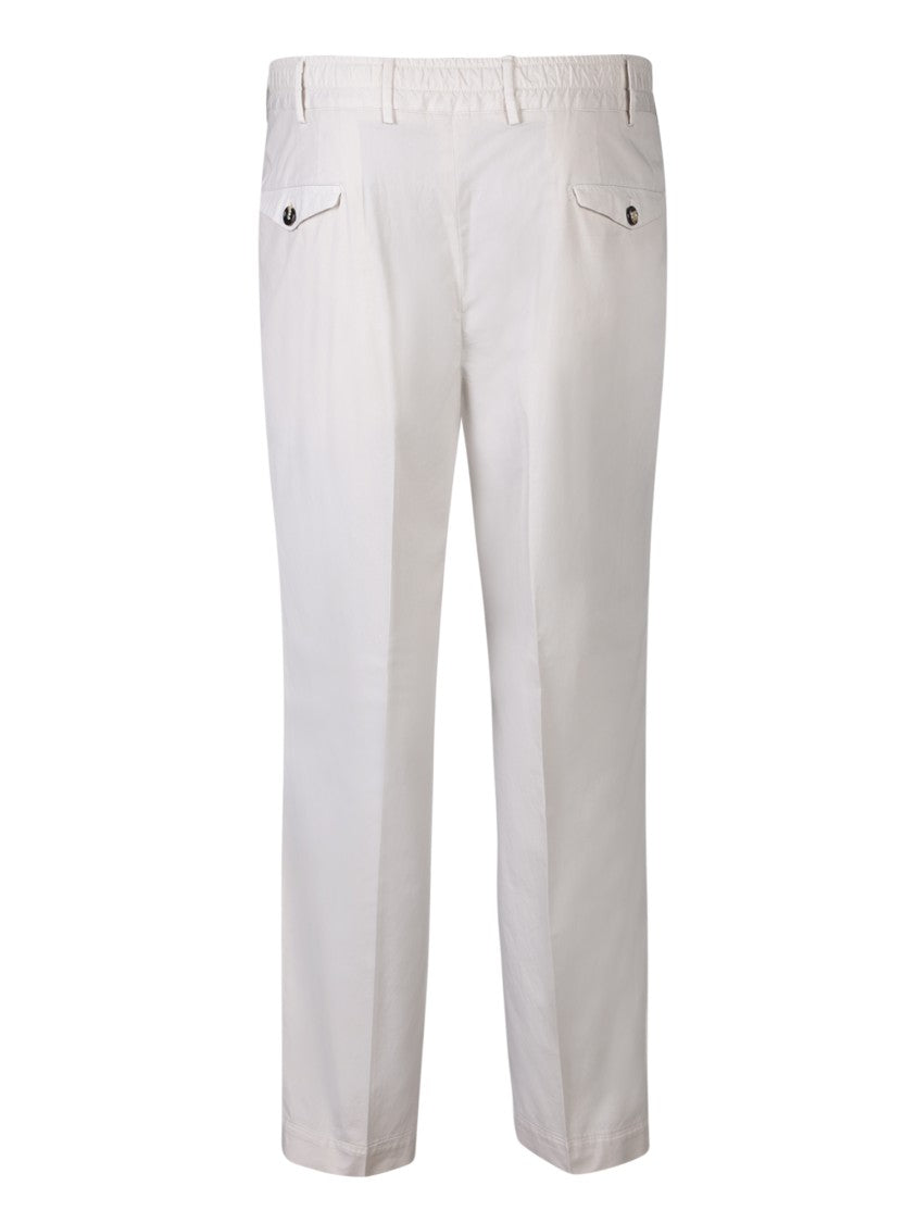 Dell'oglio Cream-Colored Cotton Poplin Trousers