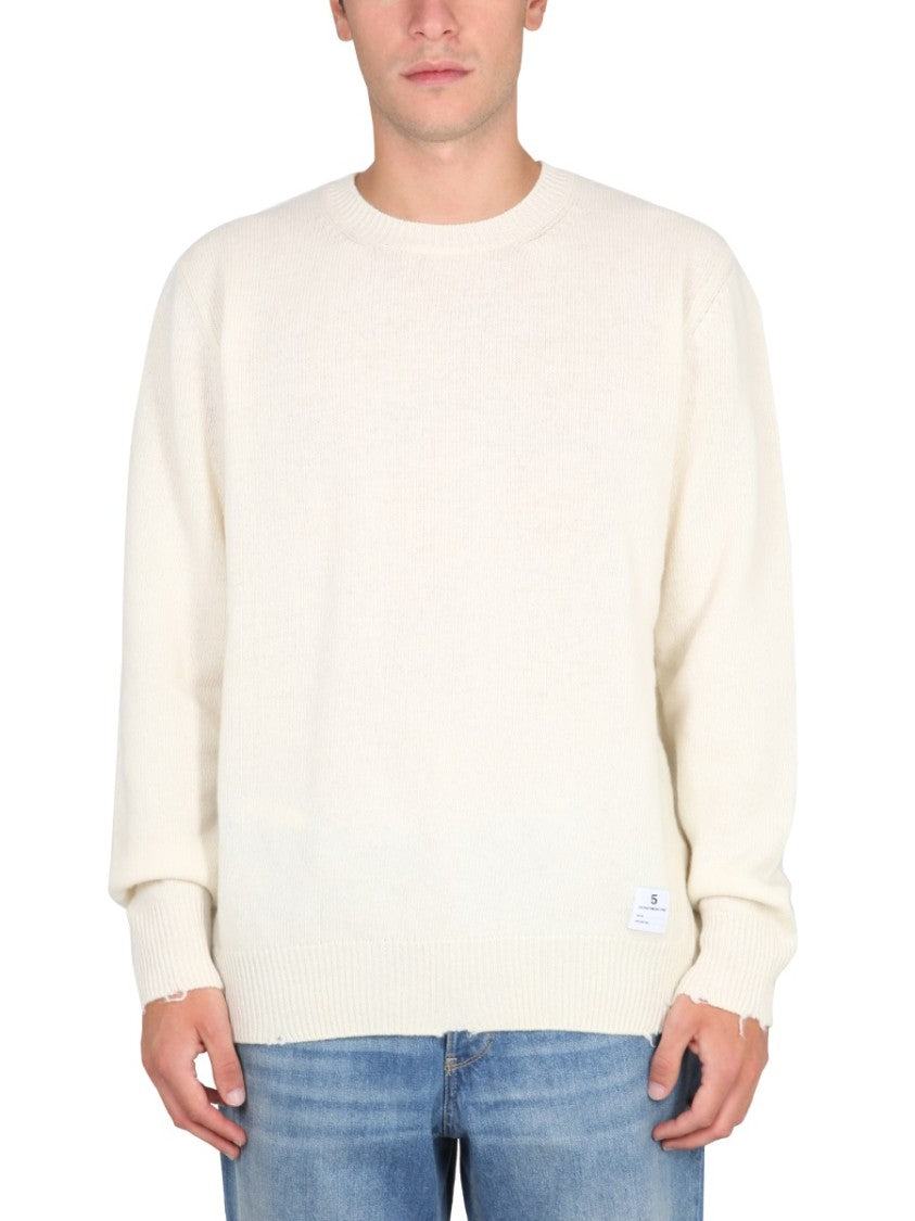 Department Five Ribbed Collar Sweater With Cross-Neck Detail