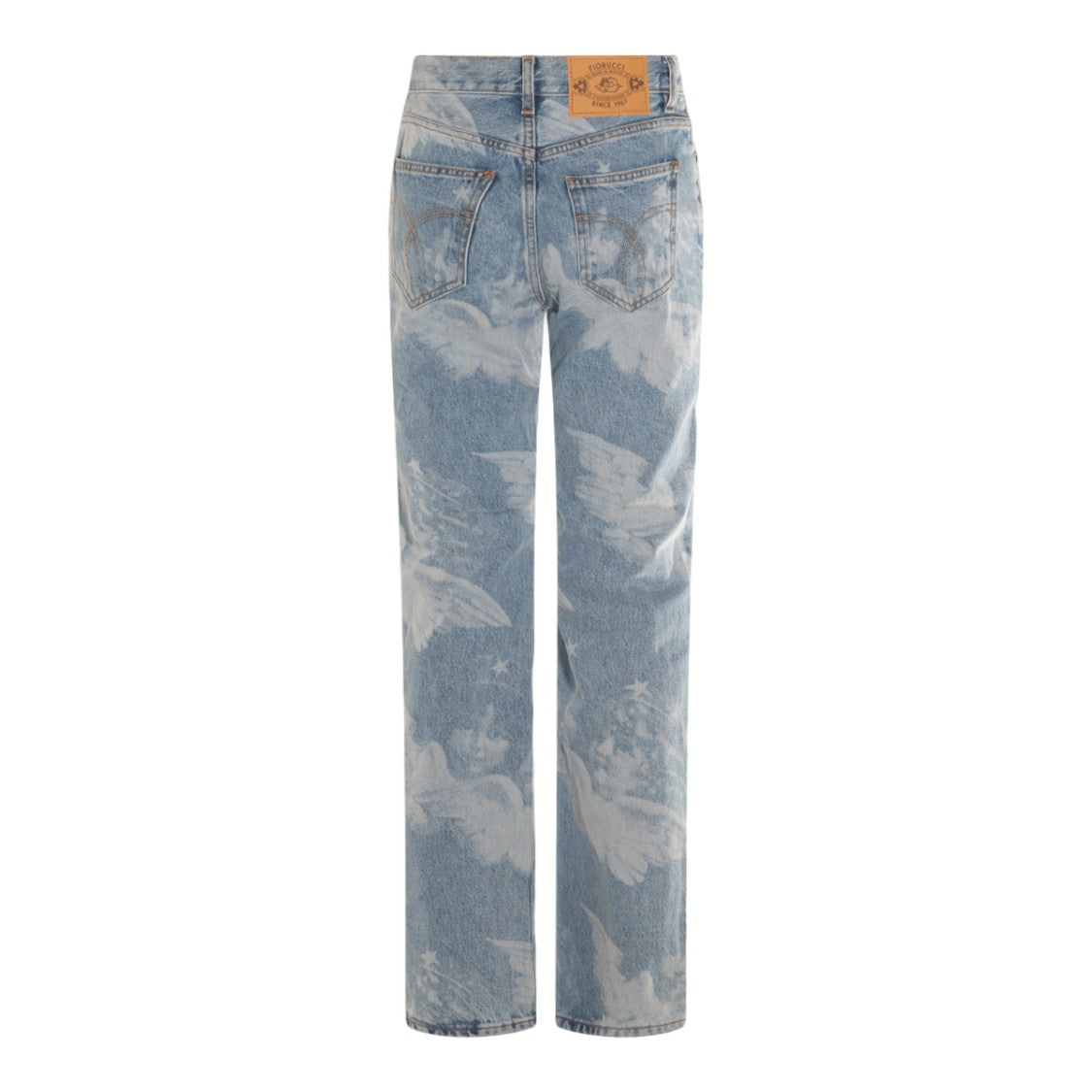 Fiorucci Light Blue Denim Jeans With Angelic Print