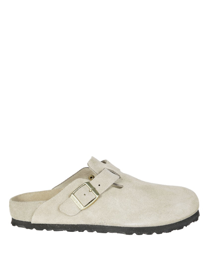 Birkenstock Suede Boston Metallic Buckle Loafers