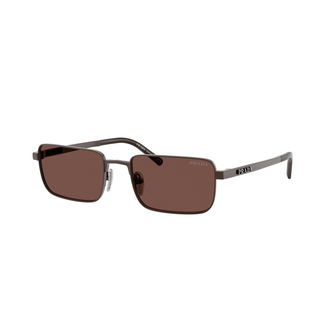 Prada Rectangular Metal Frame Sunglasses With Adjustable Nose Pads