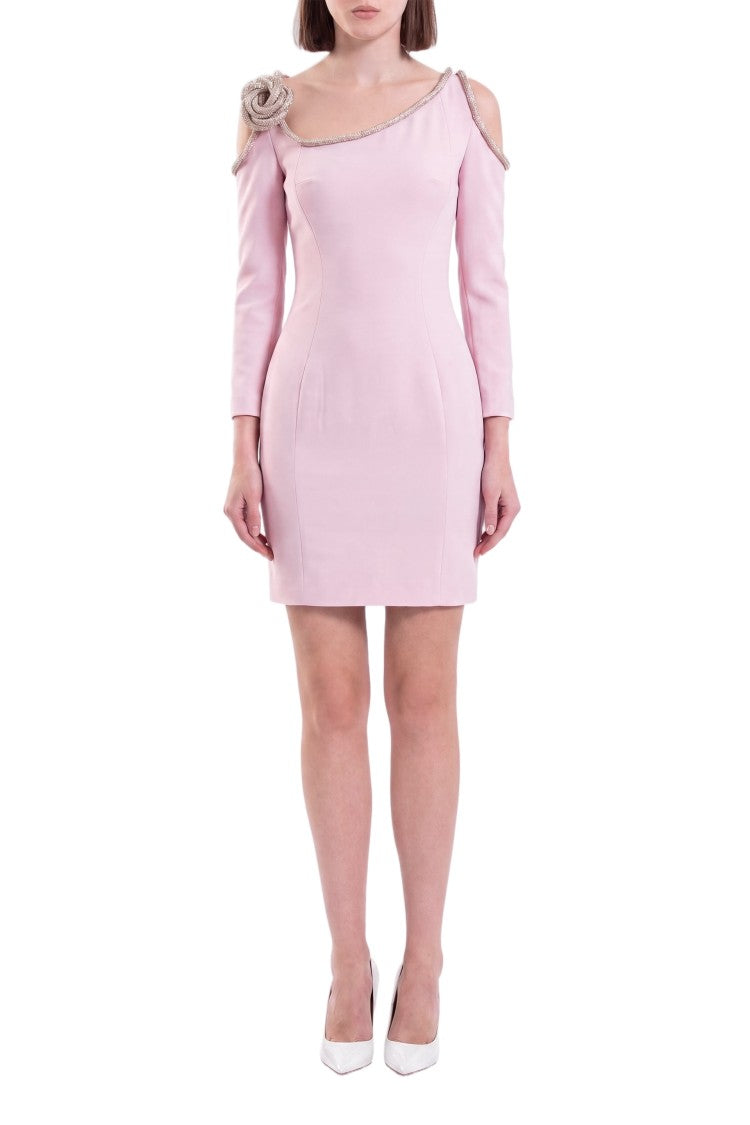 Saiid Kobeisy Pink Mini Dress With Crystal Embellishments