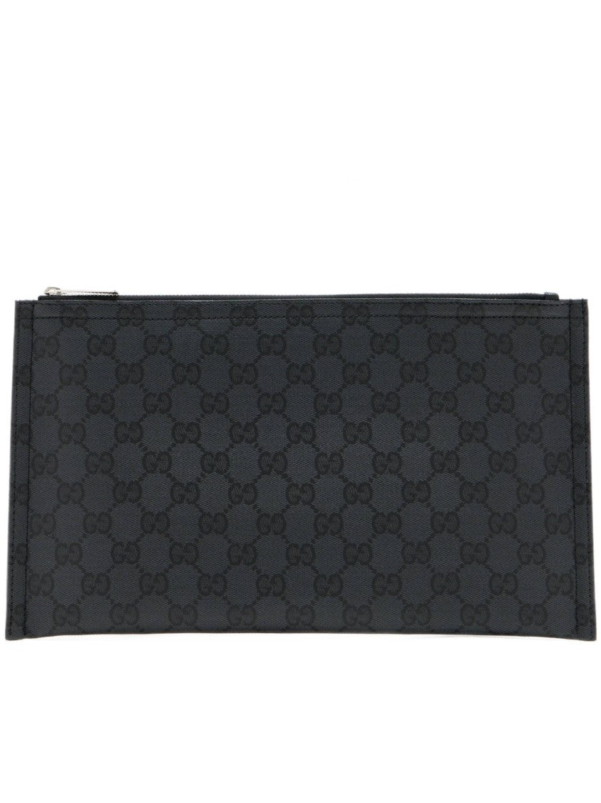 Gucci Large Rectangular Pouch With Monogram Pattern And Zip Closure