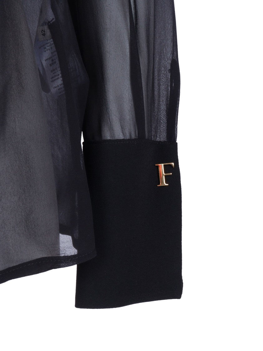 Elisabetta Franchi Semi Transparent Silk Bow Blouse