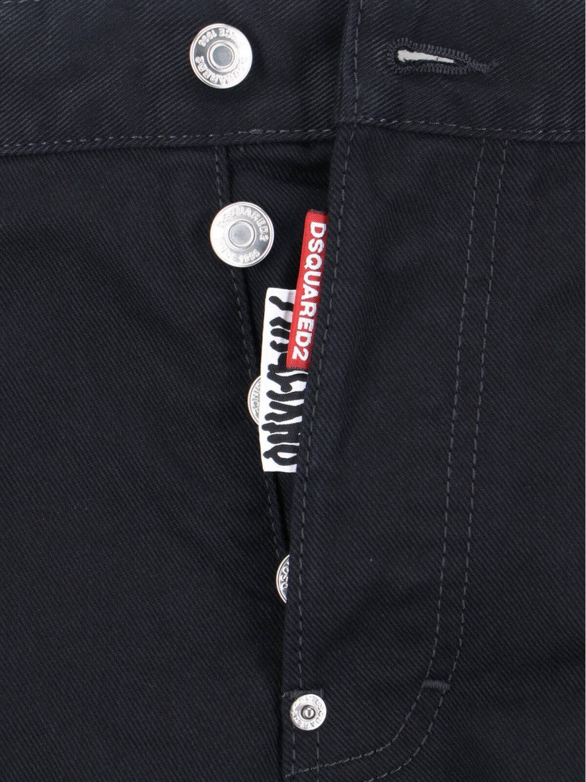 Dsquared2 Straight-Leg Black Denim Jeans With Logo Patches