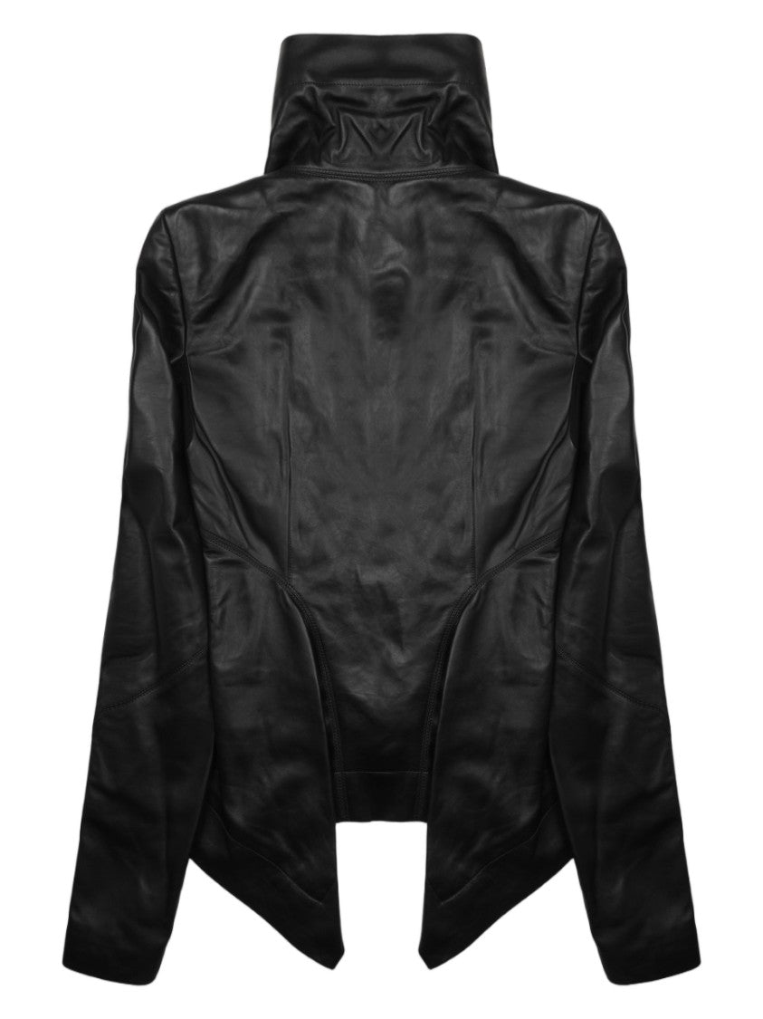 Rick Owens Naska Fitted Black Lamb Leather Biker Jacket