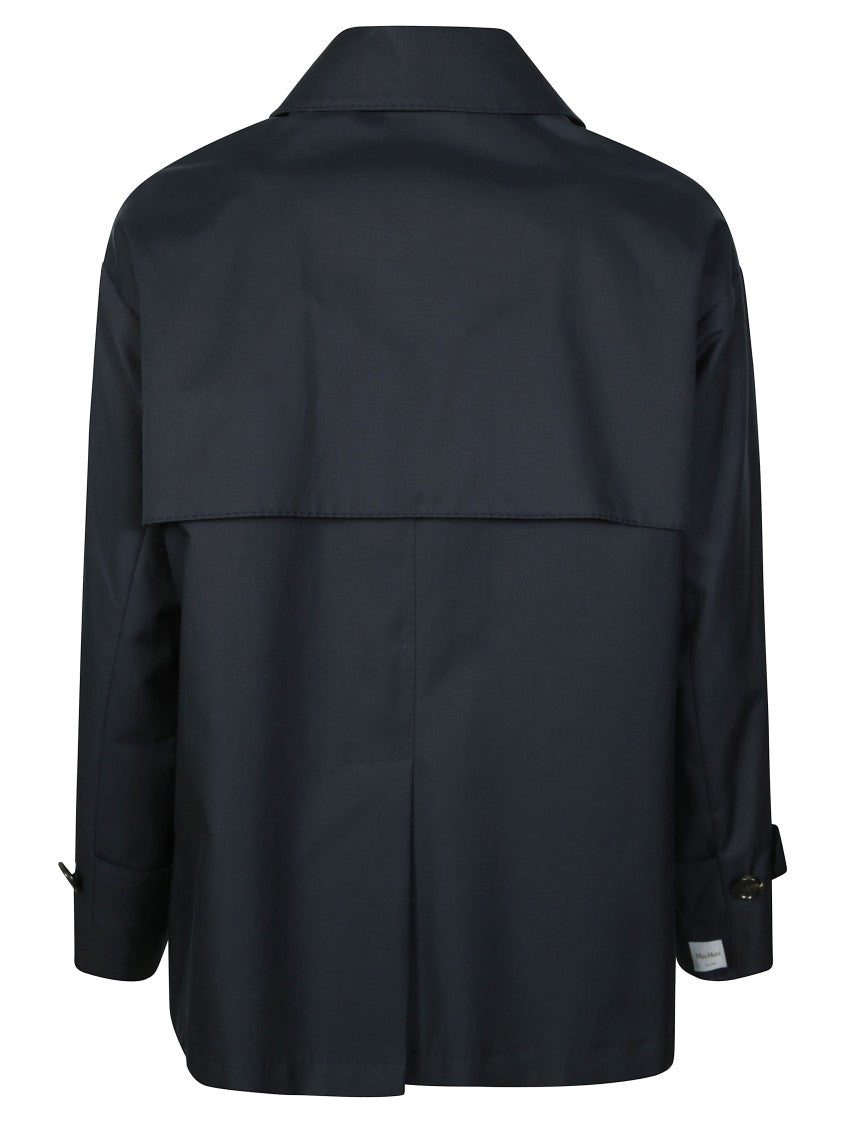 Max Mara Double-Breasted Black Trench Coat With Oversized Silhouette