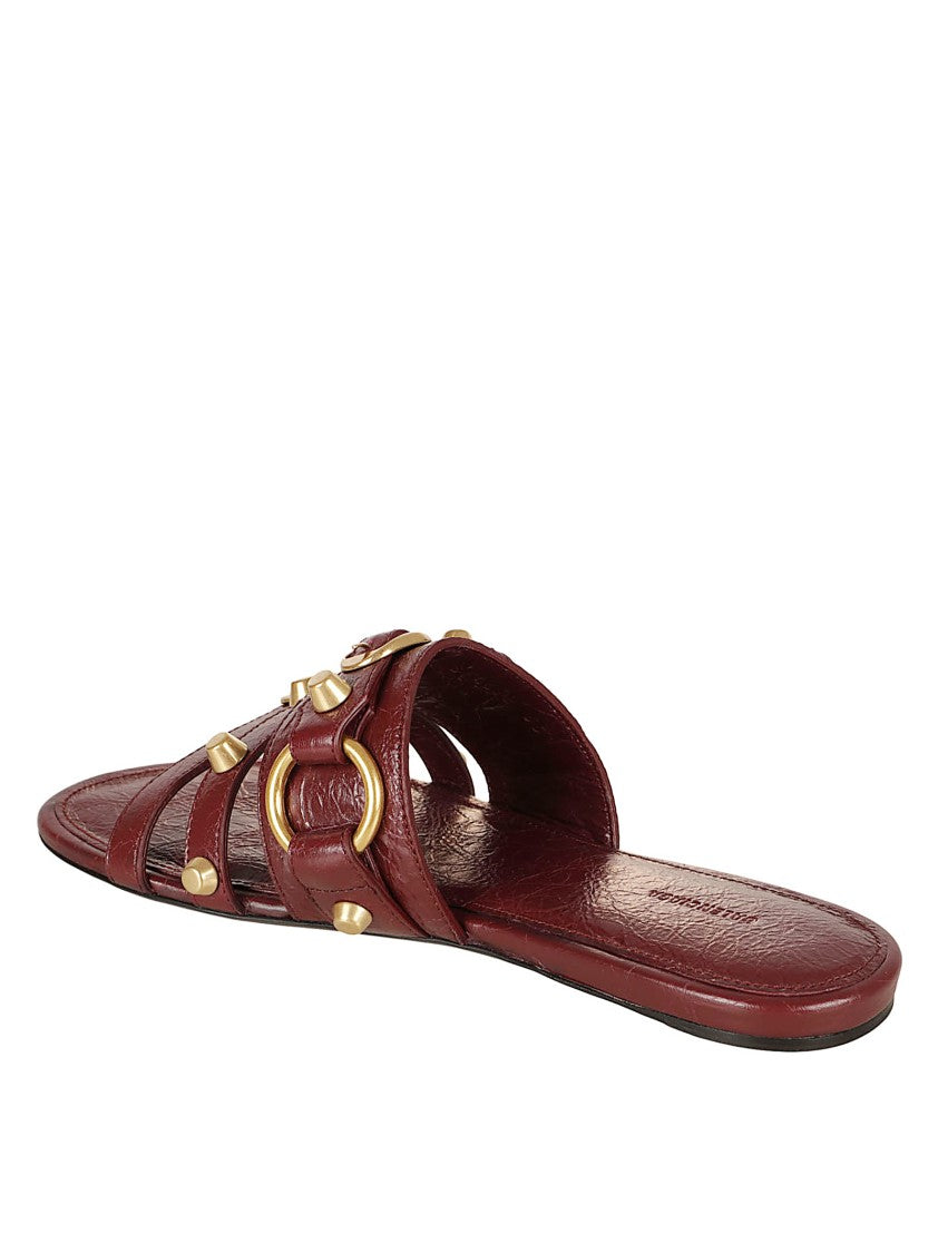 Balenciaga Deep Red Arena Lambskin Slide Sandal