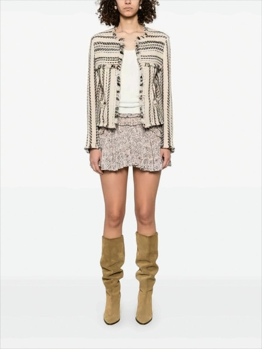 Isabel Marant Cropped Textured Jacket With Frayed Edges