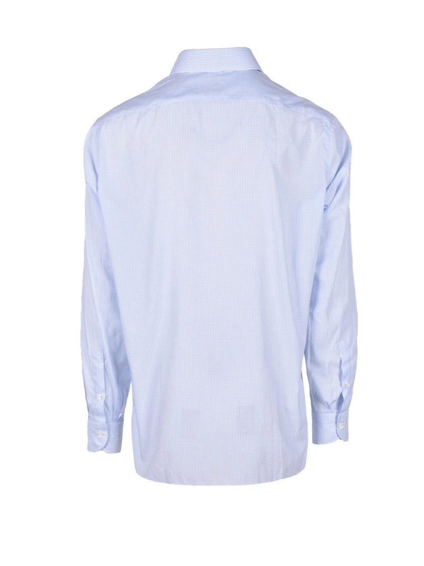 Luigi Borrelli Napoli White/Light Blue Shirt Cotton
