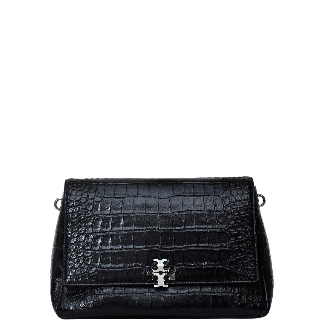 Tory Burch Charlie Embossed Croc Leather Shoulder Bag