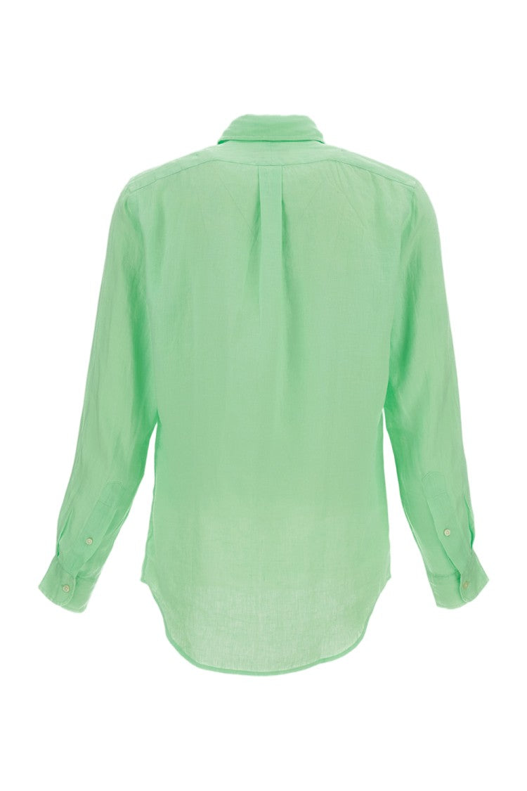 Polo Ralph Lauren Lime Linen Custom-Fit Shirt With Embroidered Logo