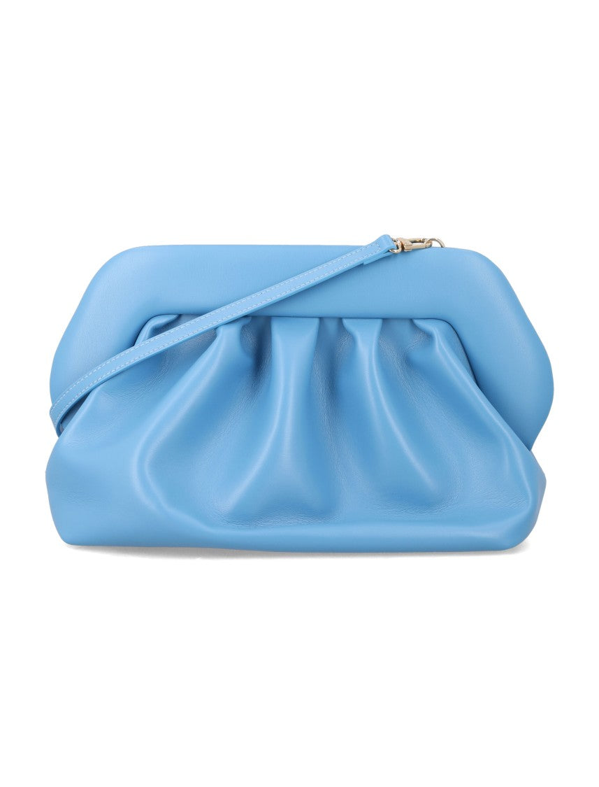 Themoirè Sculptural Blue Vegan Fabric Clutch With Magnetic Closure