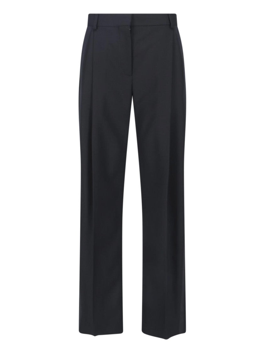 Stella Mccartney Black Tailored Wool Satin Stripe Trousers