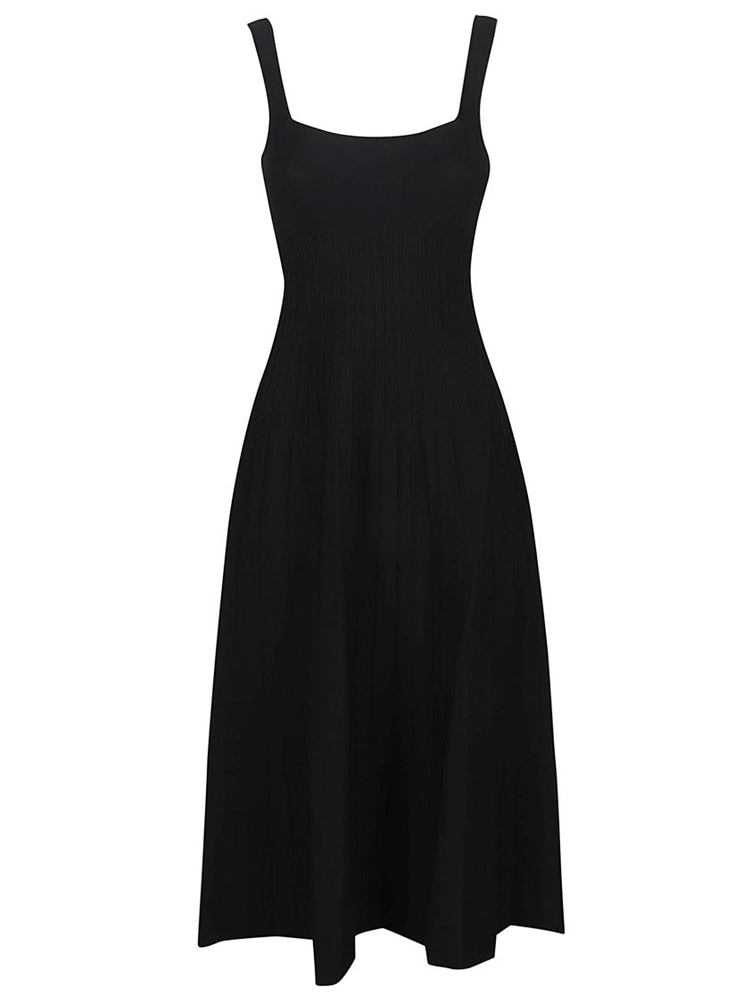 Staud Ellison A Line Square Neck Viscose Midi Dress
