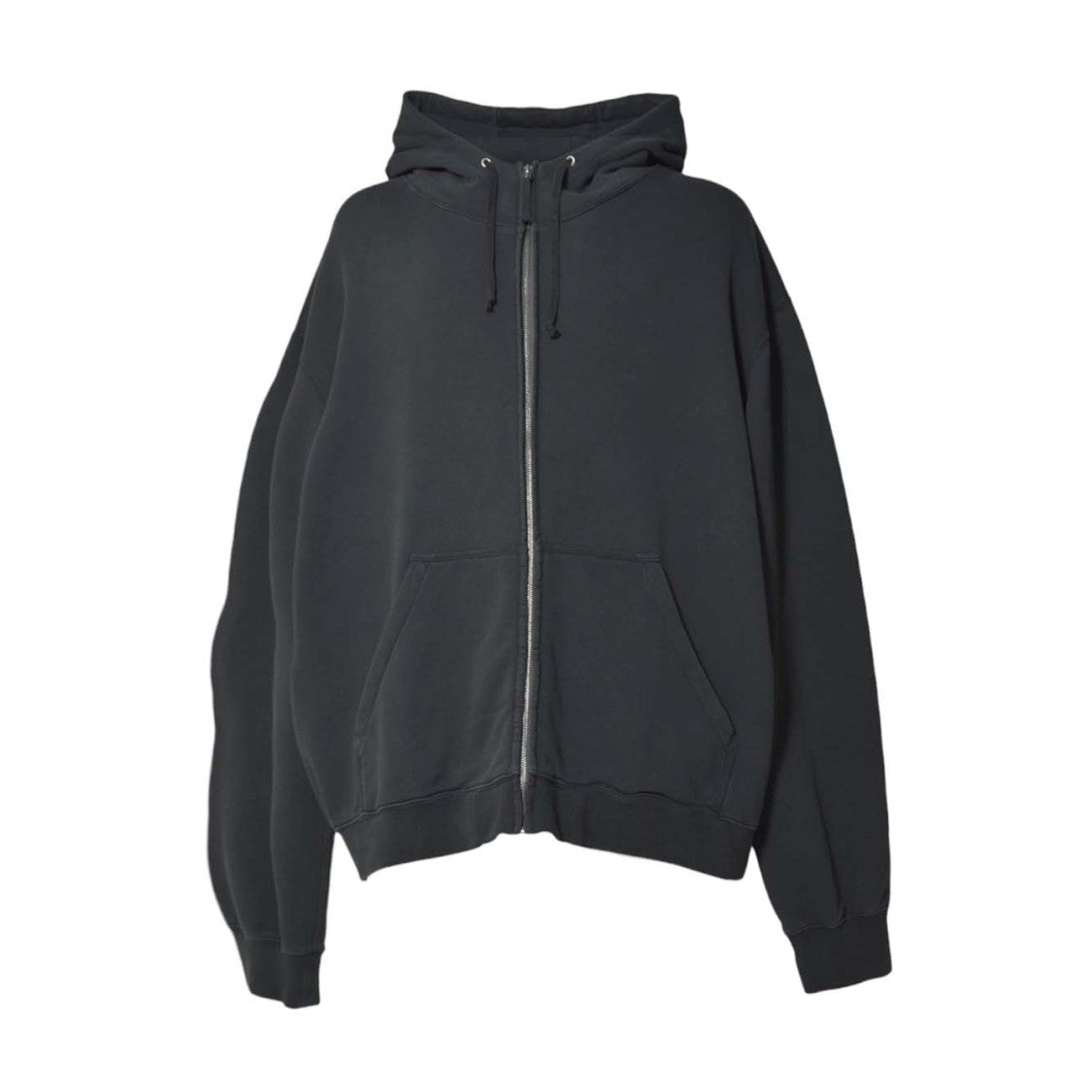 Maison Margiela Dark Anthracite Zip-Up Hoodie With Drawstring And Kangaroo Pocket