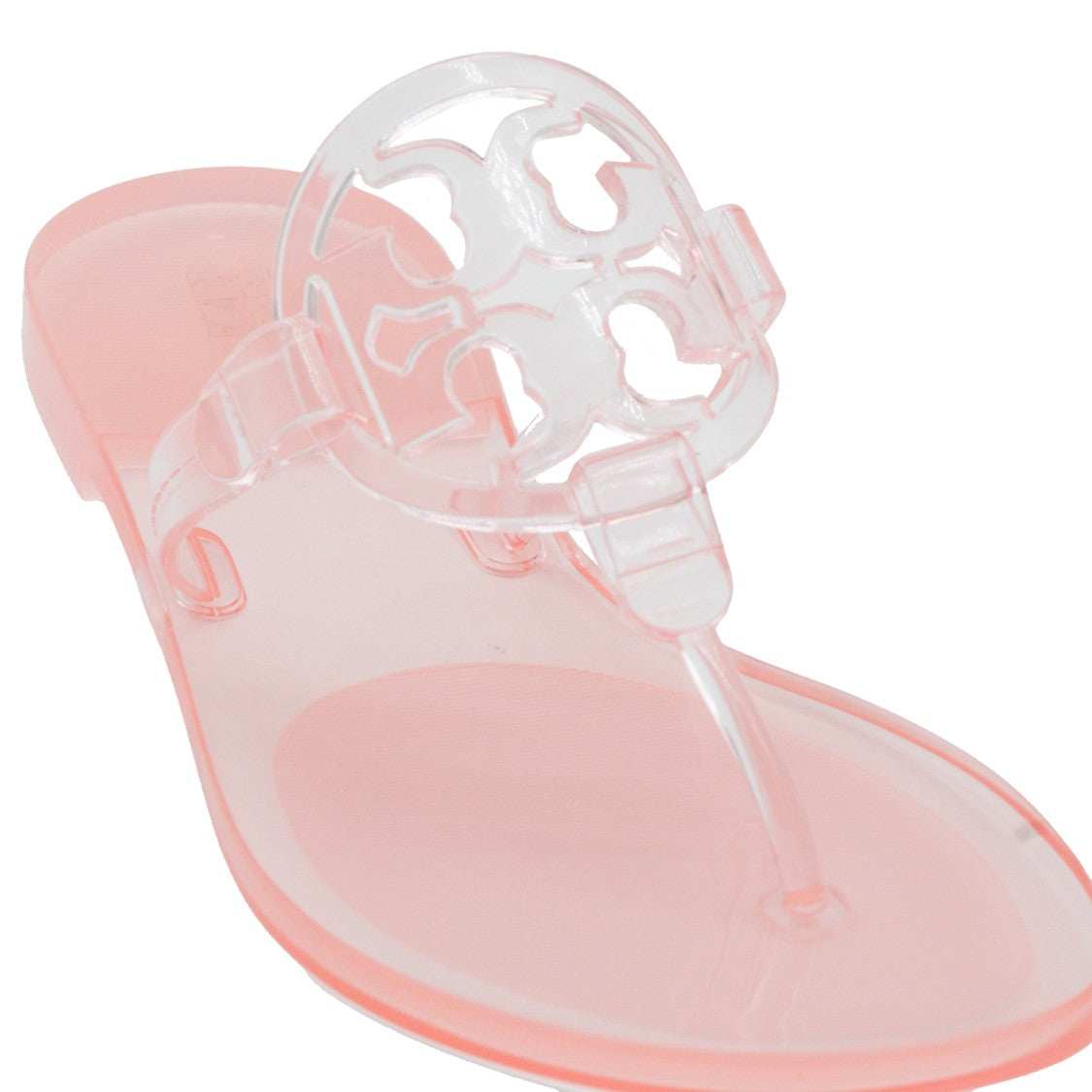 Tory Burch Pink Rubber Branded Strap Flat Sandals