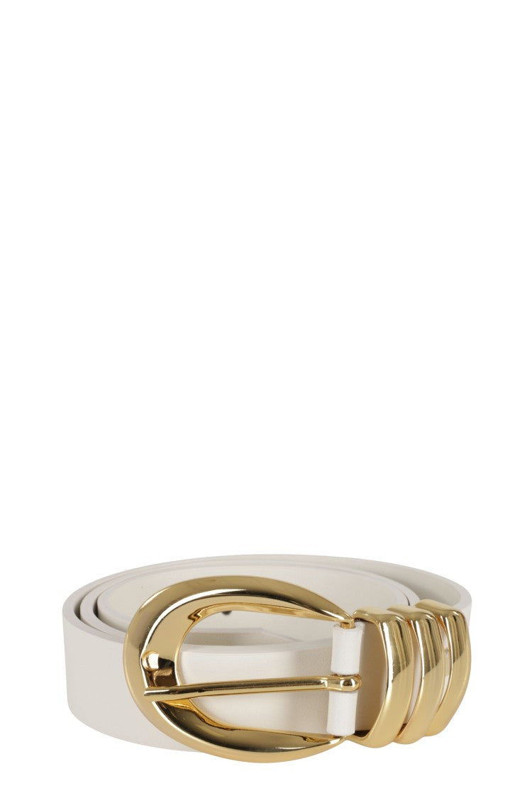 Federica Tosi Butter And Gold Emily Metallic Buckle Leather Belt