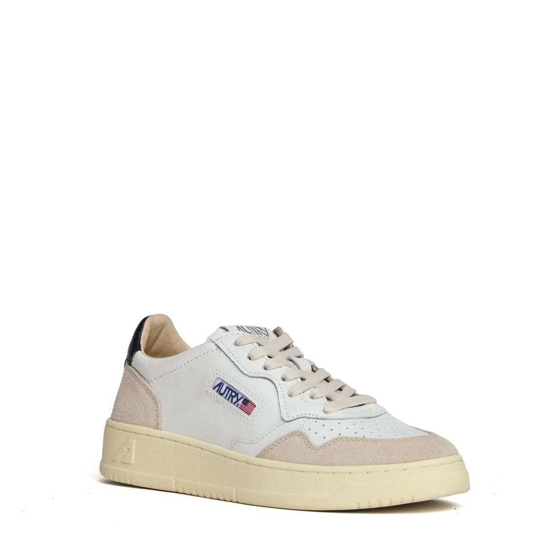 Autry White Blue Medalist Low Suede Sneakers