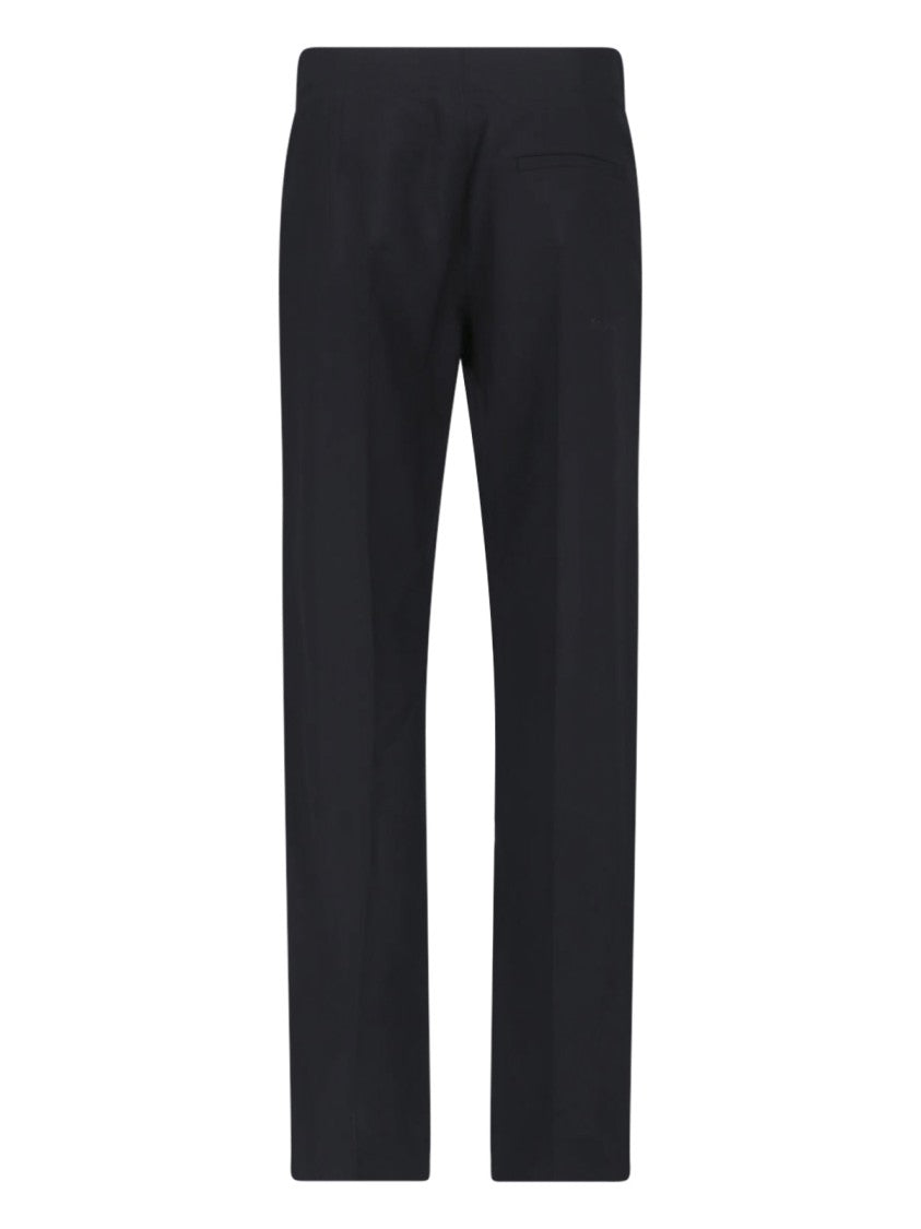 Khaite Black Virgin Wool Mita Straight-Leg Pants