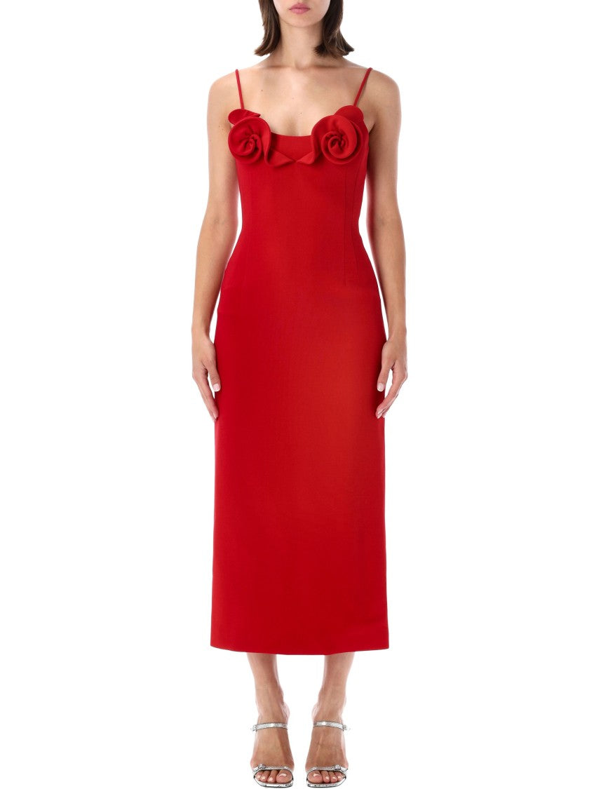 Magda Butrym Midi-Length Dress With Sculptural Rose Appliqués